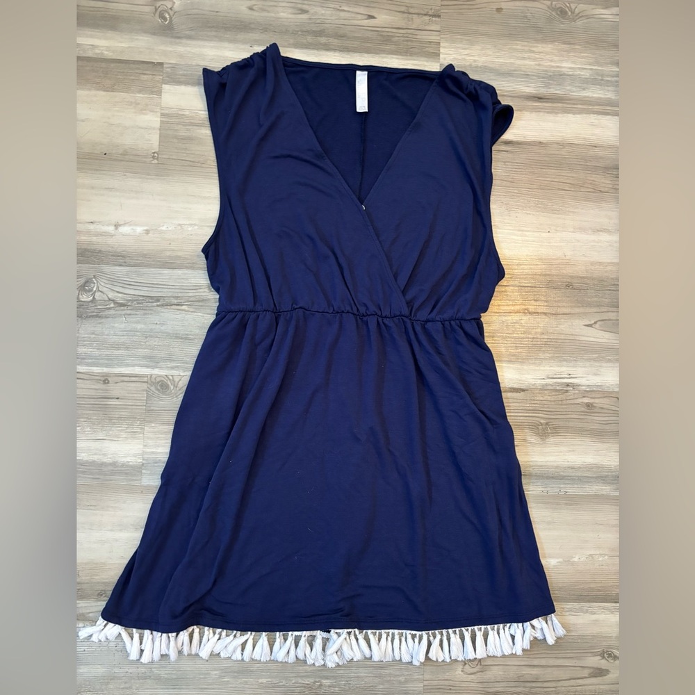 Sleep by Cacique Size 14/16 Blue dress with white tassels, sleep, loungewear